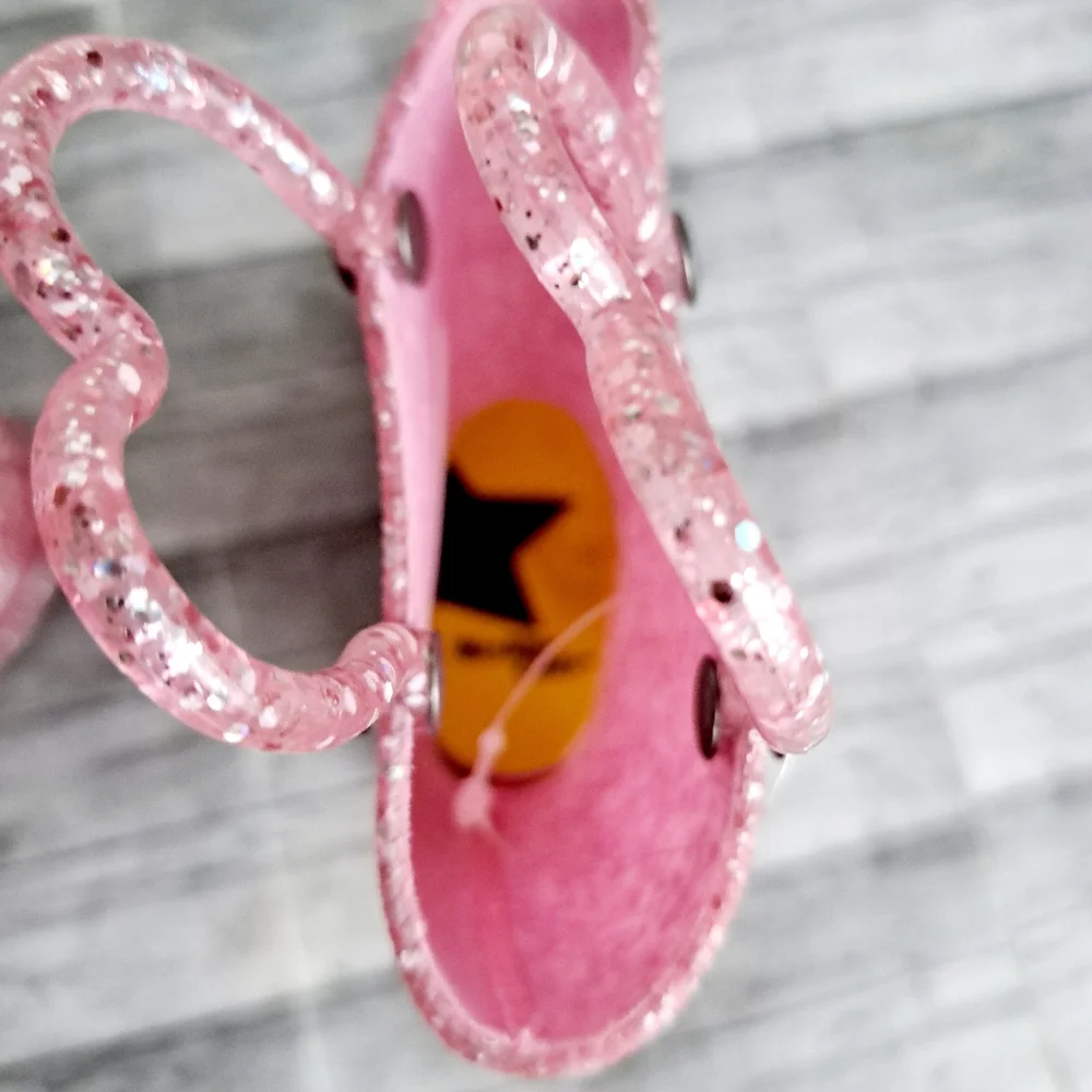 Western Chief  Girl's Kid's Glitter Lighted Pink Glitter Rain Boots Size 5